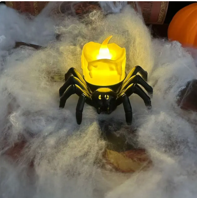 Halloween Spider Toy Candle Lamp Pumpkin Lamp Atmosphere Festival Decoration Props LED Decorative Halloween Gifts for Children