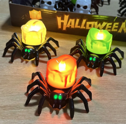 Halloween Spider Toy Candle Lamp Pumpkin Lamp Atmosphere Festival Decoration Props LED Decorative Halloween Gifts for Children