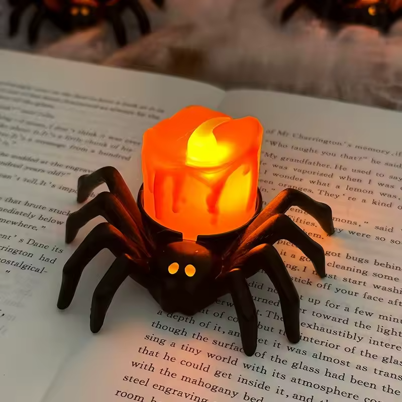 Halloween Spider Toy Candle Lamp Pumpkin Lamp Atmosphere Festival Decoration Props LED Decorative Halloween Gifts for Children