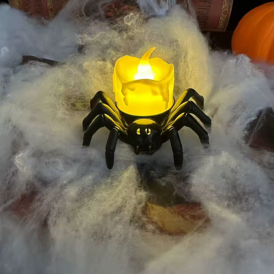 Halloween Spider Toy Candle Lamp Pumpkin Lamp Atmosphere Festival Decoration Props LED Decorative Halloween Gifts for Children