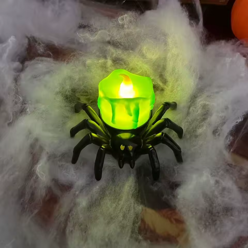 Halloween Spider Toy Candle Lamp Pumpkin Lamp Atmosphere Festival Decoration Props LED Decorative Halloween Gifts for Children